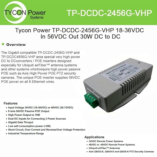 Tycon Tycon Systems TP-DCDC-2456G-VHP: 70W DC Converter 18-36V to 56V - High Efficiency Power Solution - View 3 of 3
