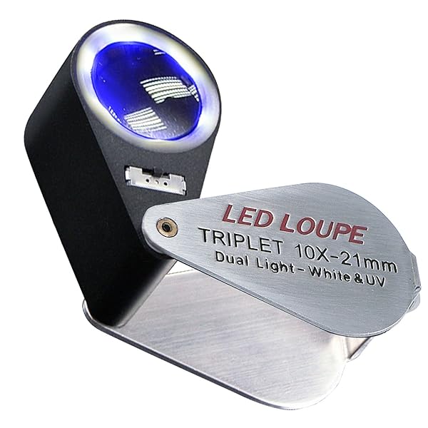 10x 21mm Mini Folding LED Loupe - Jewelry Magnifier for Gems, Coins, Stamps & Hobbies