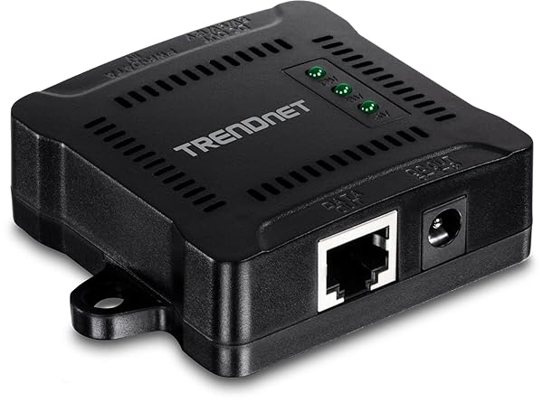 TRENDnet Gigabit PoE Splitter TPE-104GS: 1 Port, 100m Range, 5V-12V Support, 802.3af Compatible - Black