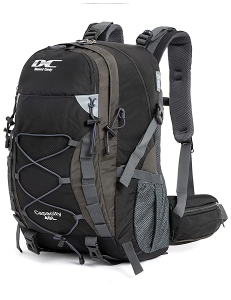 Diamond Candy Diamond Candy 40L Waterproof Hiking Backpack for Men & Women - Lightweight Travel Day Pack in Black