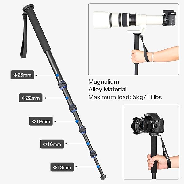 koolehaoda Koolehaoda 65-Inch Professional Aluminium Monopod with Folding Feet Support - K-288+A1 for Stable Photography - View 5 of 9