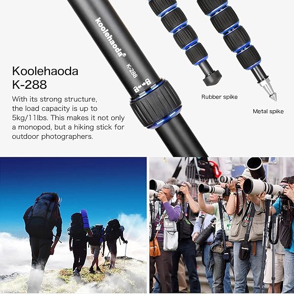 koolehaoda Koolehaoda 65-Inch Professional Aluminium Monopod with Folding Feet Support - K-288+A1 for Stable Photography - View 8 of 9