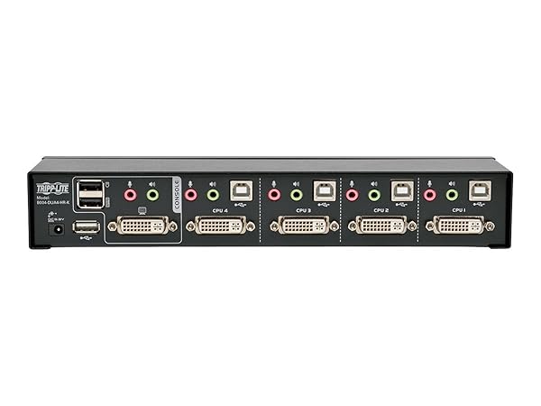 Tripp Lite 4-Port DVI Dual-Link KVM Switch with Audio & Cables - B004-DUA4-HR-K for Seamless Desktop Control