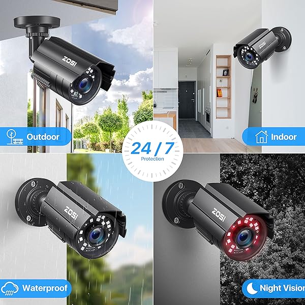 ZOSI ZOSI 2.0MP 1080P HD Security Camera - 4-in-1 Outdoor/Indoor, 80ft Night Vision, Weatherproof Bullet CCTV - View 8 of 10