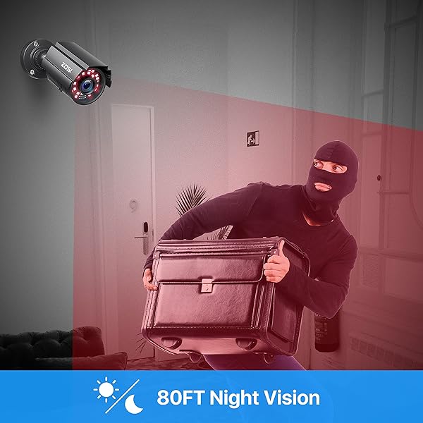 ZOSI ZOSI 2.0MP 1080P HD Security Camera - 4-in-1 Outdoor/Indoor, 80ft Night Vision, Weatherproof Bullet CCTV - View 9 of 10