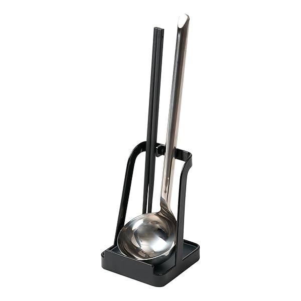 YAMAZAKI YAMAZAKI Home 2249 Tower Ladle Holder & Lid Stand - Stylish Kitchen Utensil Organizer in Black