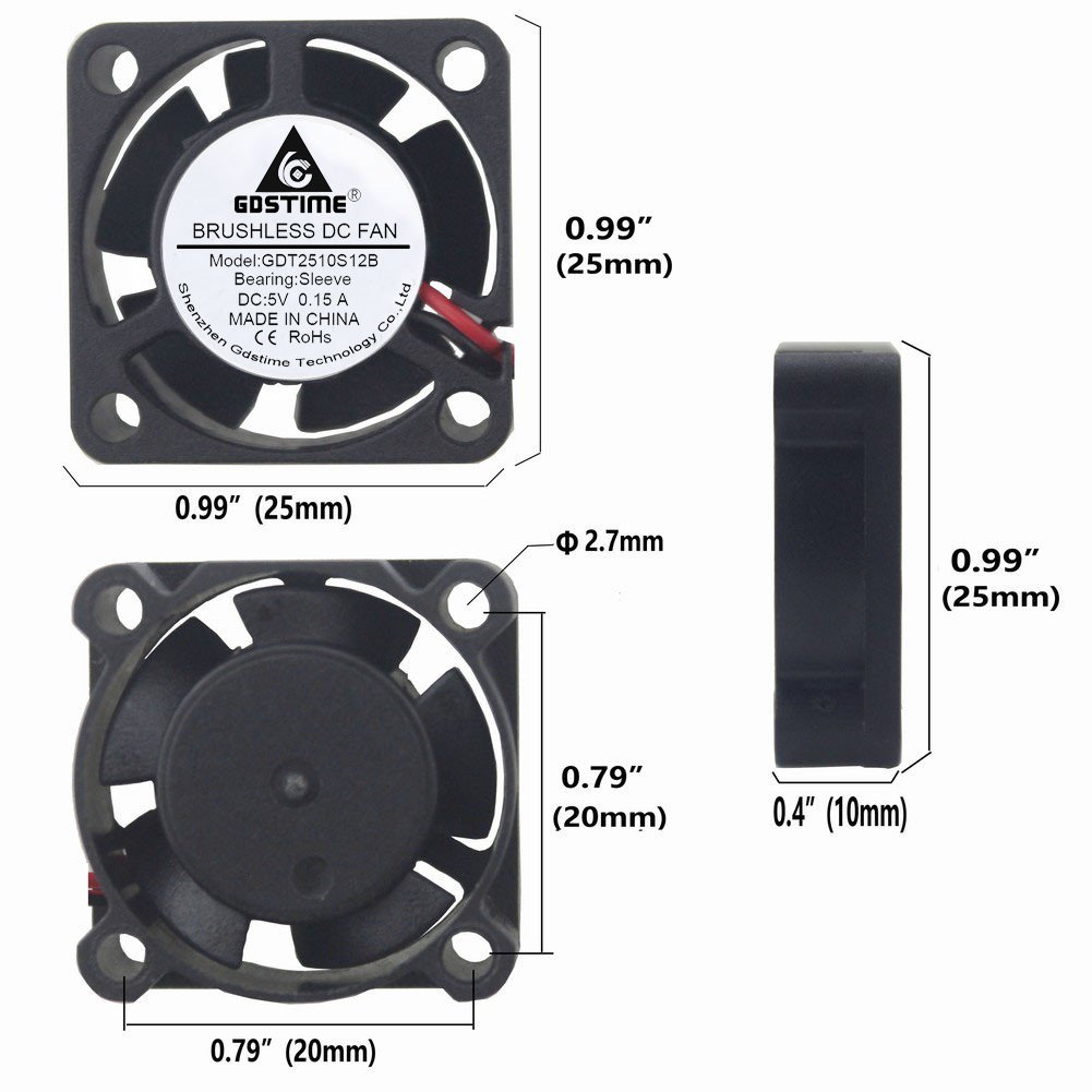 GDSTIME 25mm Small 12v Brushless DC Mini Cooling Fan for Efficient Cooling Solutions - View 3 of 7