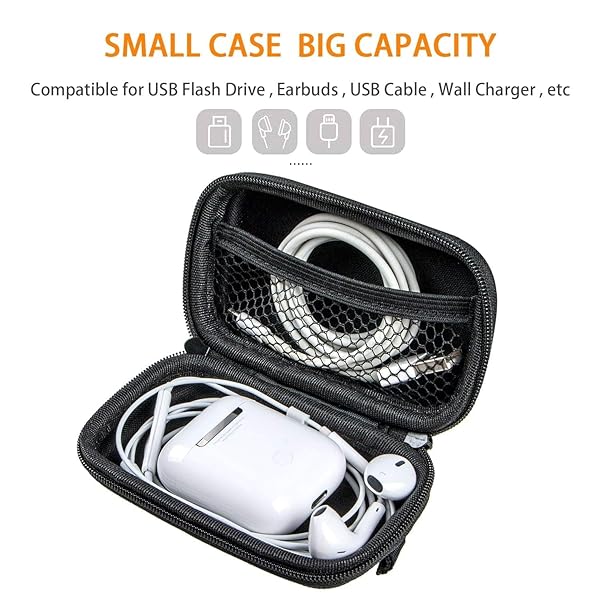 GLCON GLCON Small EVA Hard Shell Case for Earbuds & Chargers - Durable Zipper Organizer for Electronics & Accessories - View 3 of 8