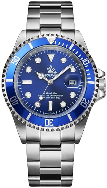 FANMIS FANMIS Blue Dial Rotatable Bezel Sapphire Luminous Quartz Watch for Men Silver Stainless Steel