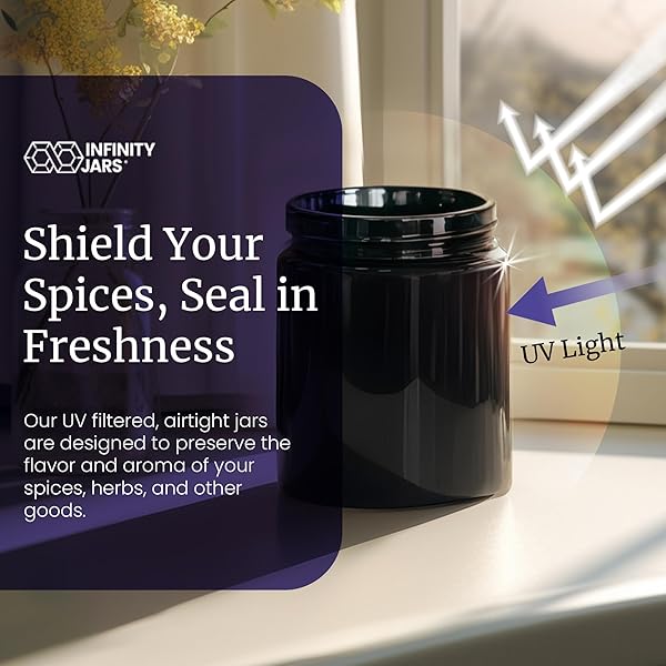 Infinity Jars Infinity Jars 250 ml Tall Black Ultraviolet Refillable Glass Screw Top Jar for Storage and Preservation - View 5 of 6