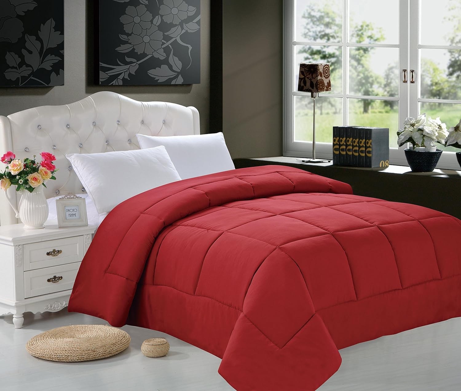 Elegant Comfort Elegant Comfort Down Alternative Double-Fill Comforter Duvet Insert Full Queen Burgundy for Cozy Sleep - View 9 of 9