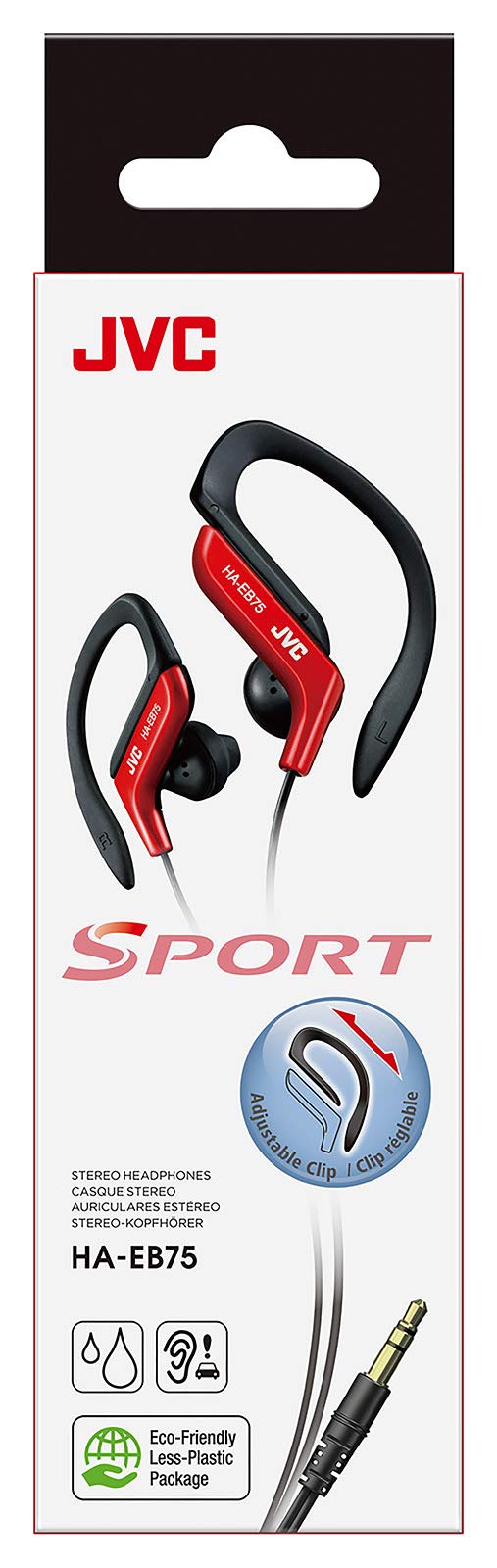 JVC HA-EB75R Sports Clip Headphones - Red, Small | Lightweight & Comfortable for Active Lifestyles - View 6 of 7