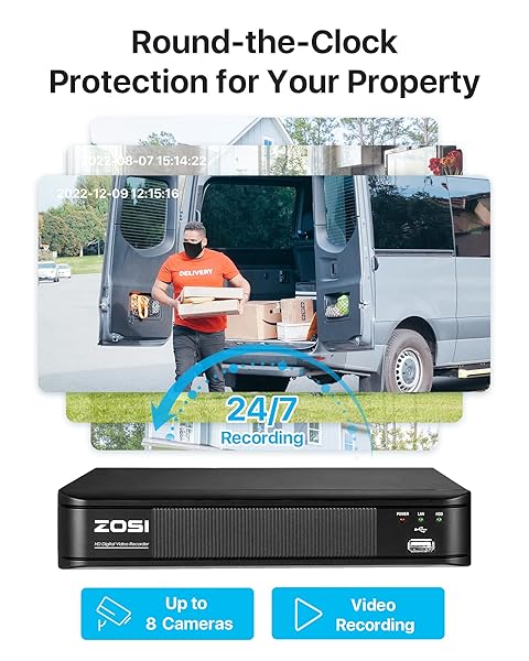 ZOSI ZOSI 1080P H.265+ Security Camera System: AI Detection, 5MP DVR & 4 Weatherproof Cameras - 80ft Night Vision, No HDD - View 7 of 10