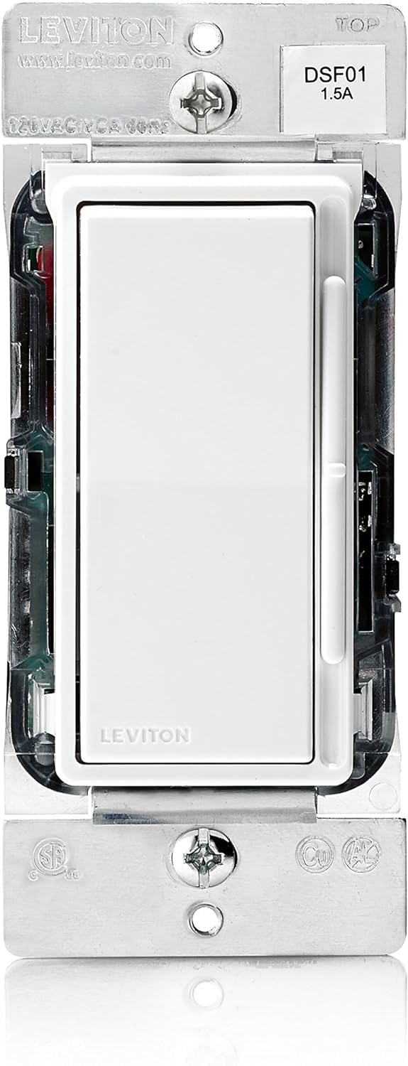 Leviton Leviton Decora Slide Ceiling Fan Wall Switch Quiet 3 Speed Control 1.5 Amps White Ivory Light Almond Faceplates