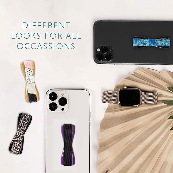 LOVEHANDLE LOVEHANDLE Universal Grip for Smartphones & Mini-Tablets - Black Elastic Strap with Purple Base (LH01-Purple) - View 7 of 9