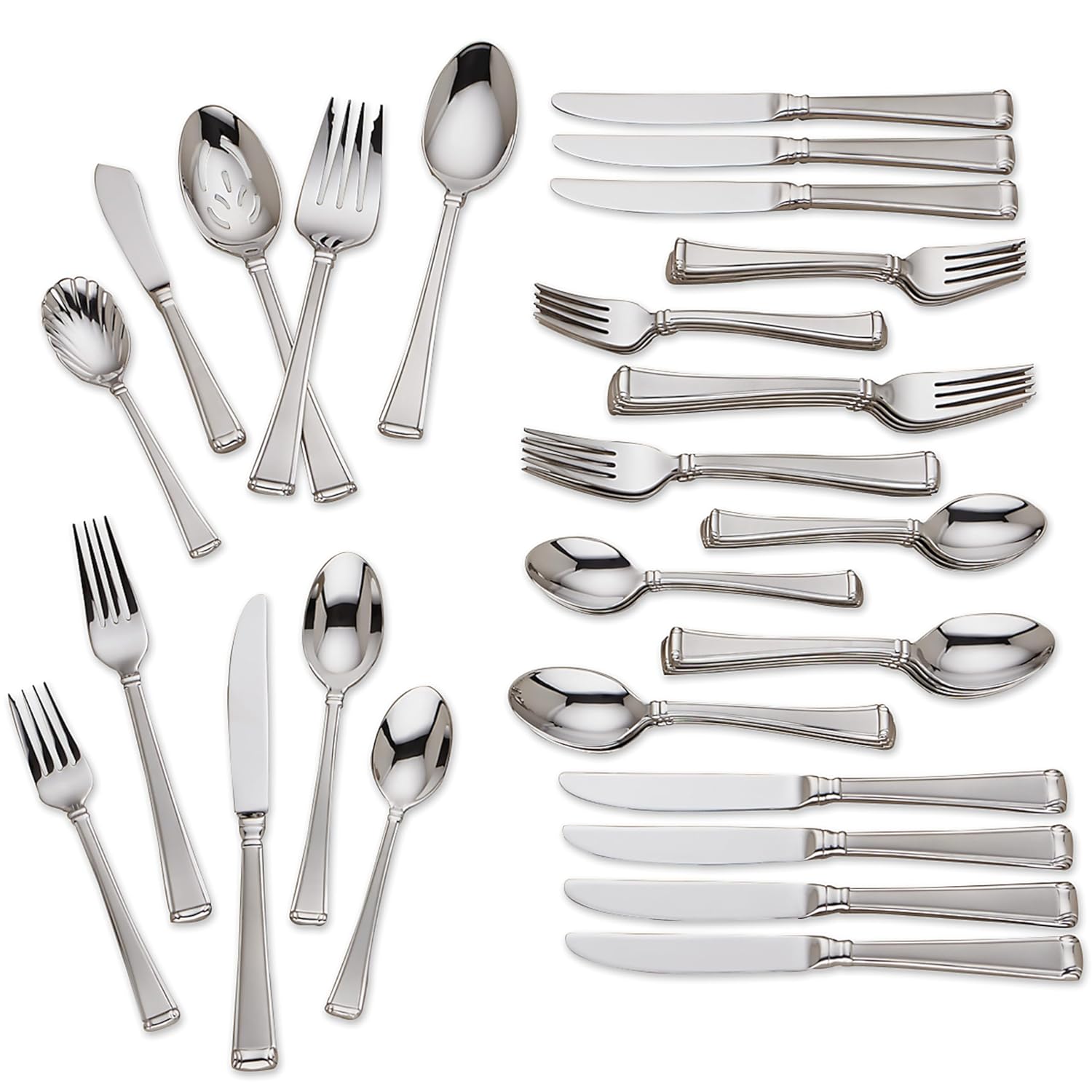 Gorham Gorham Lenox 45 Piece Column Frosted Silver Flatware Set for Elegant Dining