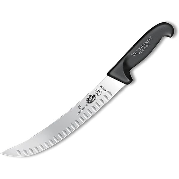 Victorinox "Victorinox 10" Cimeter Knife with Curved Blade & Granton Edge - Black Fibrox Handle 5.7323.25 for Precision Cutting"
