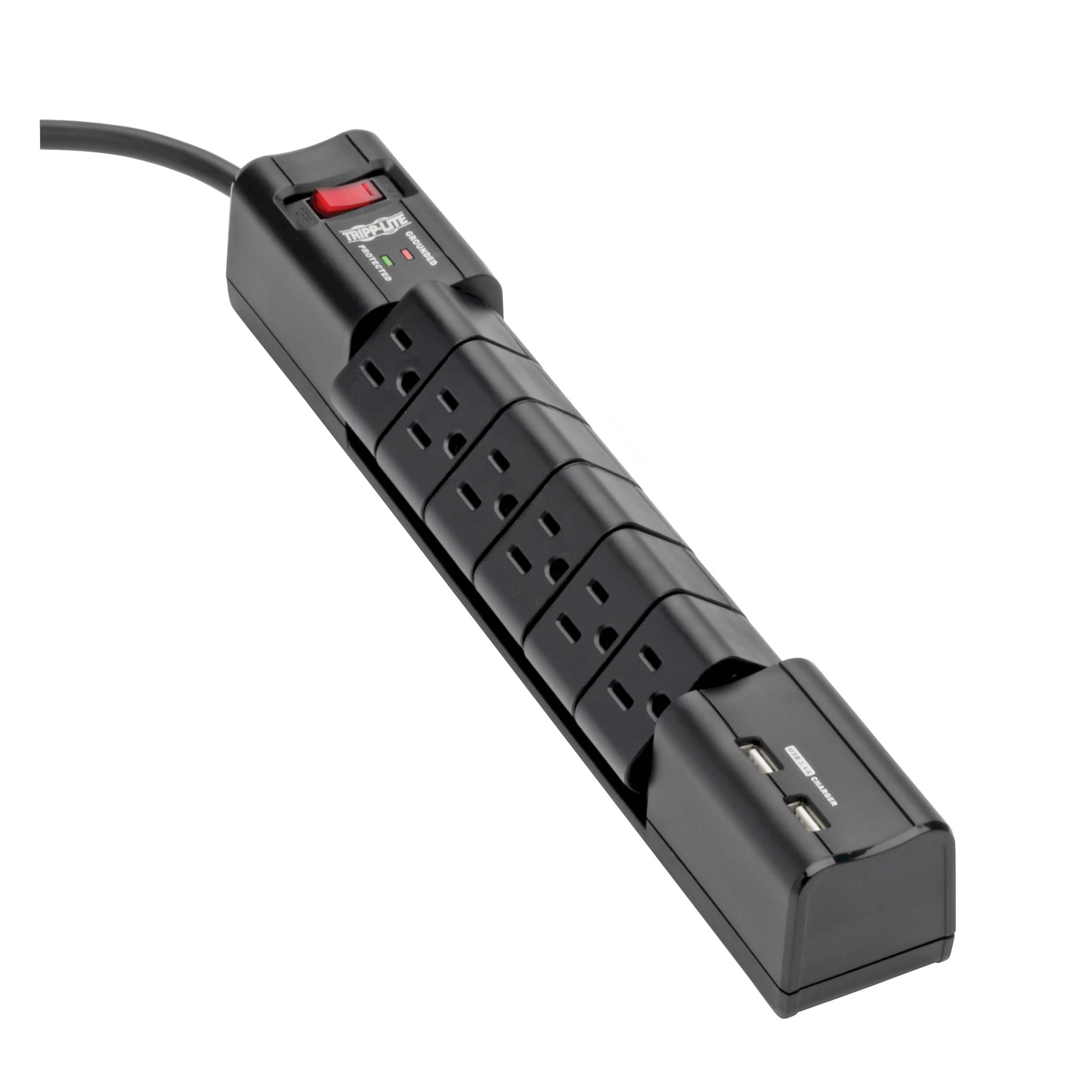 Tripp Lite 6 Rotatable Outlet Surge Protector Power Strip with 8ft Cord and Dual USB Charging Lifetime Warranty and 50K Insurance - View 3 of 7