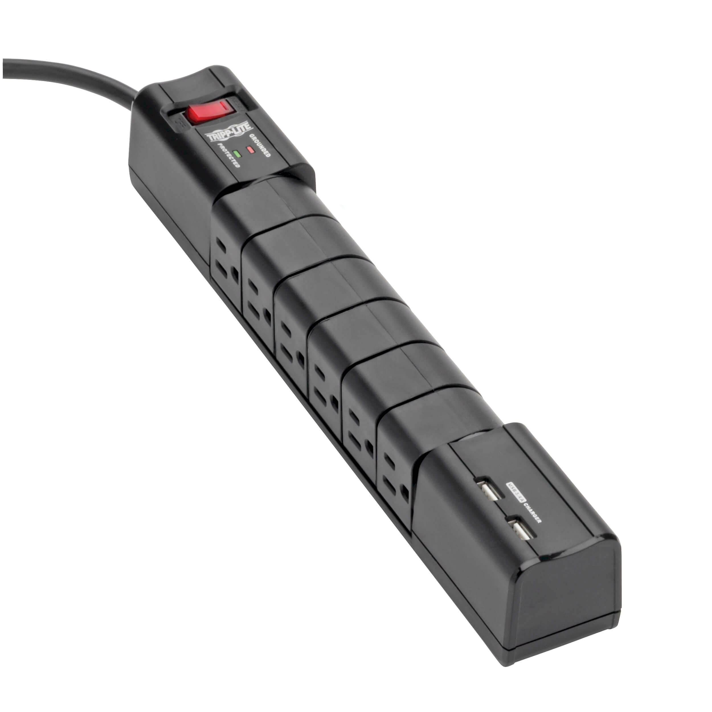 Tripp Lite 6 Rotatable Outlet Surge Protector Power Strip with 8ft Cord and Dual USB Charging Lifetime Warranty and 50K Insurance - View 4 of 7
