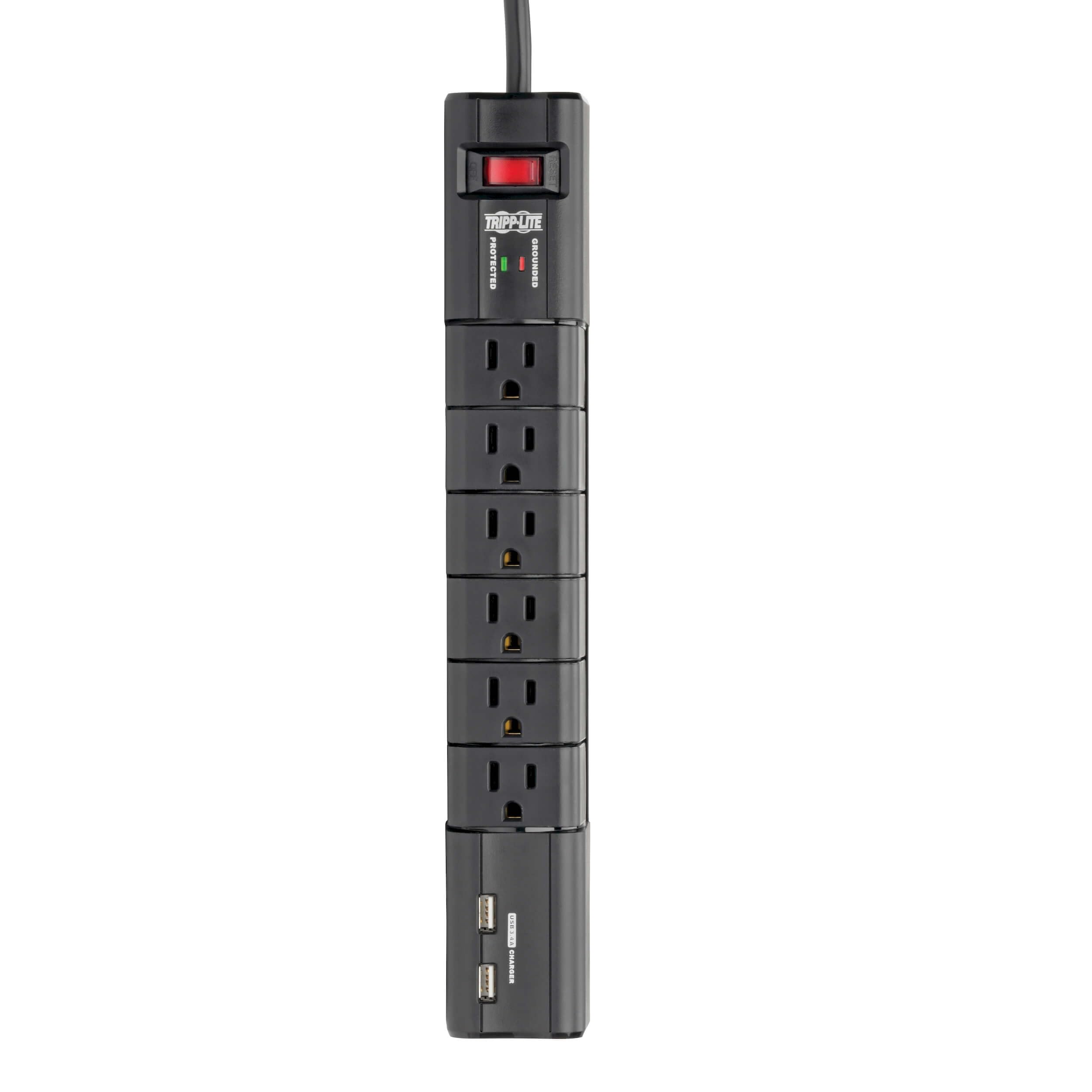 Tripp Lite 6 Rotatable Outlet Surge Protector Power Strip with 8ft Cord and Dual USB Charging Lifetime Warranty and 50K Insurance - View 6 of 7