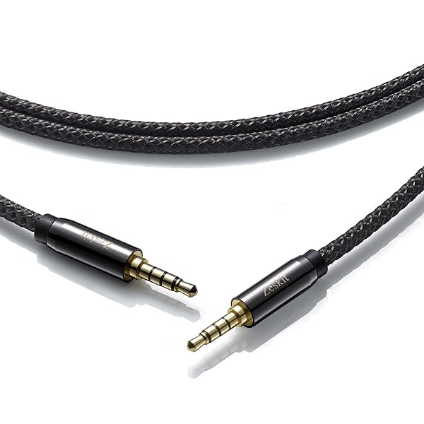 Zeskit Zeskit 3.5mm Male to Male AUX Cable - Premium TRRS 4-Pole for Headphones & Speakers - 4ft Length - View 4 of 7