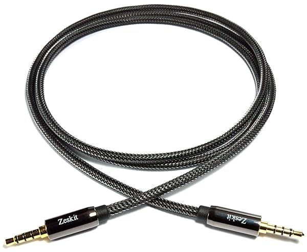 Zeskit Zeskit 3.5mm Male to Male AUX Cable - Premium TRRS 4-Pole for Headphones & Speakers - 4ft Length - View 7 of 7