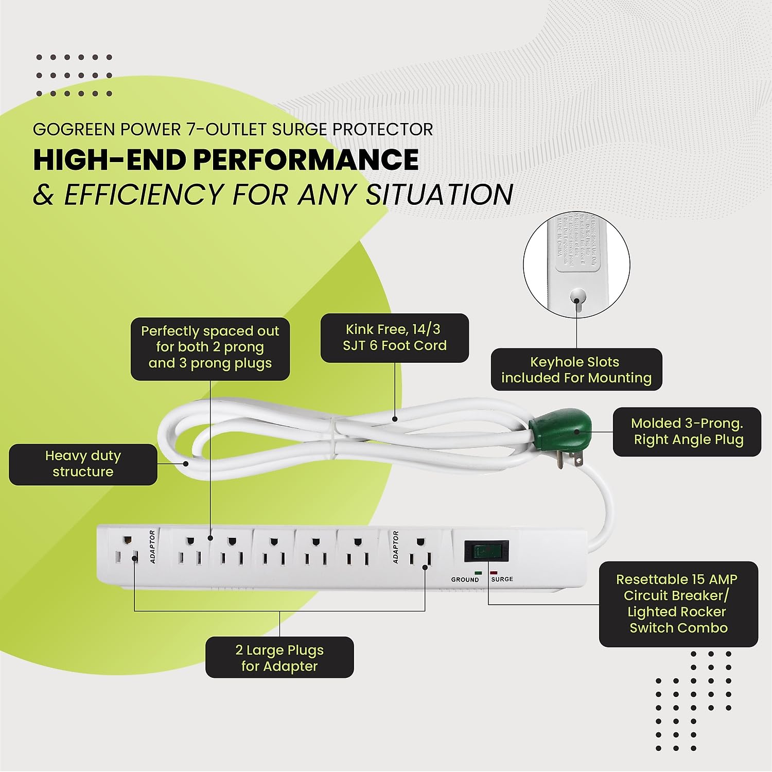 GoGreen Power GG176367 Outlet Surge Protector for Home and Office Safety and Reliability - View 5 of 6