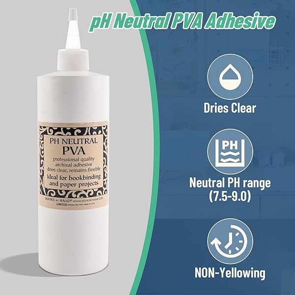 Lineco Lineco Books by Hand pH Neutral Adhesive - Acid-Free, Quick-Drying, Archival Quality, 16 oz for Lay-Flat Binding - View 3 of 7