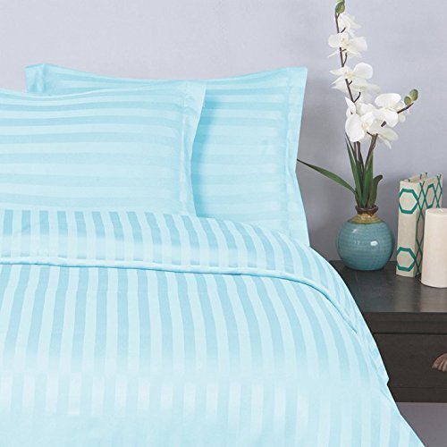 Elegant Comfort Elegant Comfort 1500 Thread Count Damask Stripes Egyptian Quality Silky Soft Duvet Cover Set King Cal King Light Blue Aqua - View 3 of 3