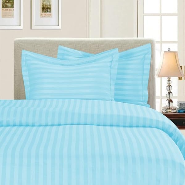 Elegant Comfort Elegant Comfort 1500 Thread Count Damask Stripes Egyptian Quality Silky Soft Duvet Cover Set King Cal King Light Blue Aqua
