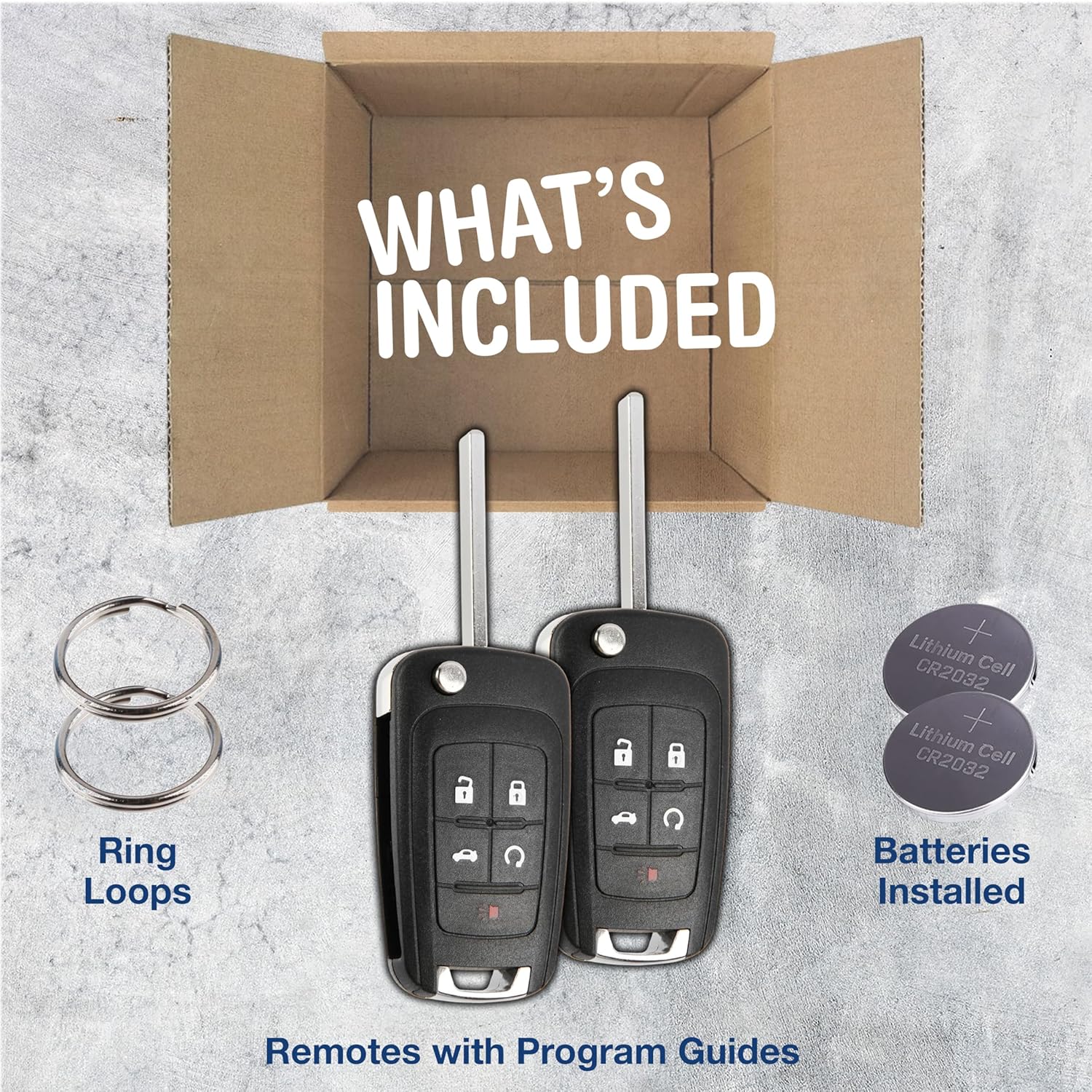 KeylessOption KeylessOption Key Fob Replacement 2010-2019 Buick Encore Chevy Camaro Equinox Impala Malibu GMC Terrain Remote Control 2 Pack - View 3 of 8