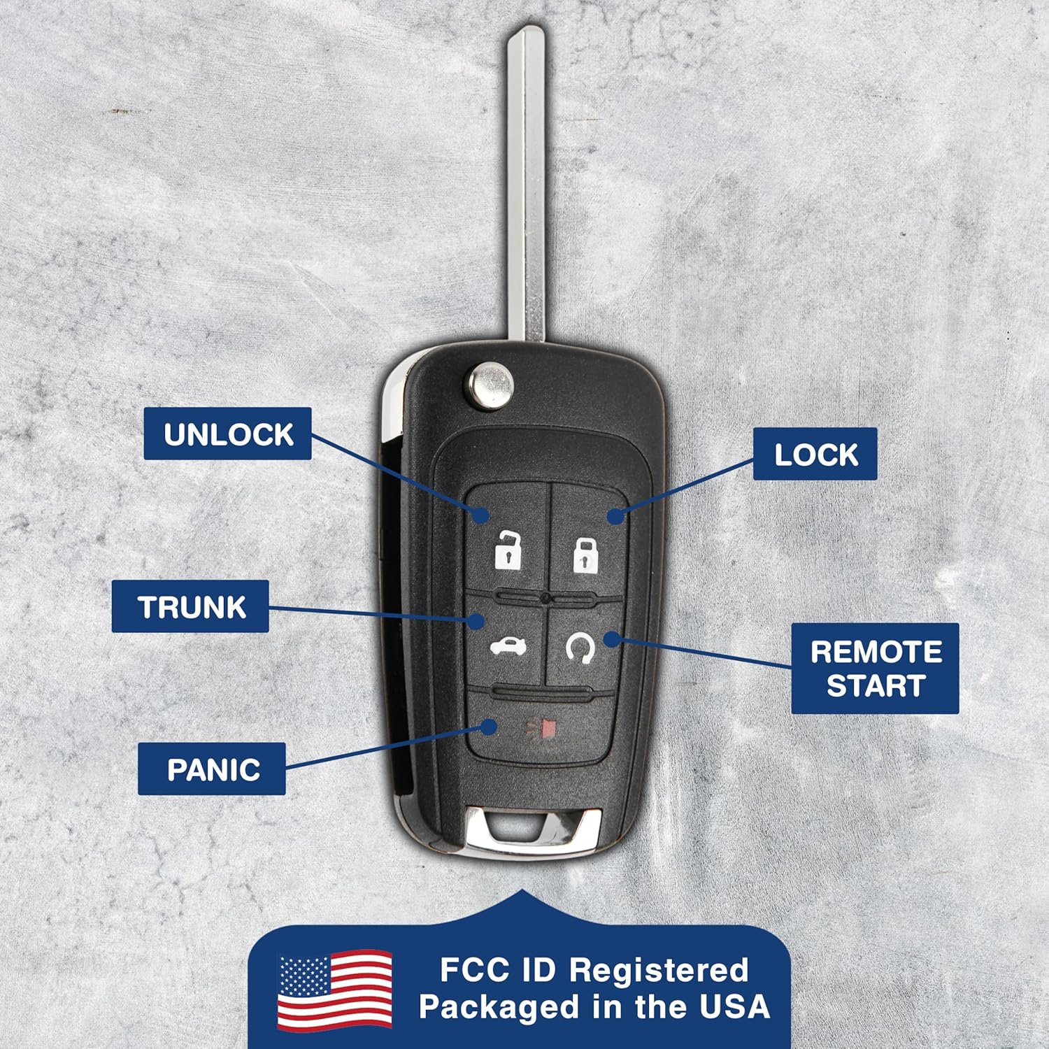 KeylessOption KeylessOption Key Fob Replacement 2010-2019 Buick Encore Chevy Camaro Equinox Impala Malibu GMC Terrain Remote Control 2 Pack - View 6 of 8