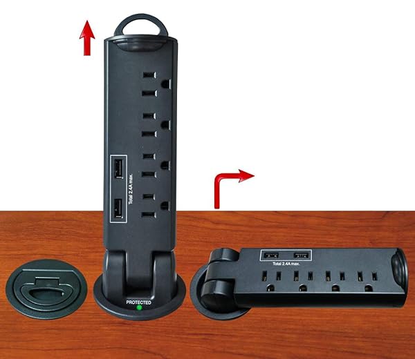 Electriduct Desktop Pull-Up PowerTap Grommet: Surge Prote... | Poshace