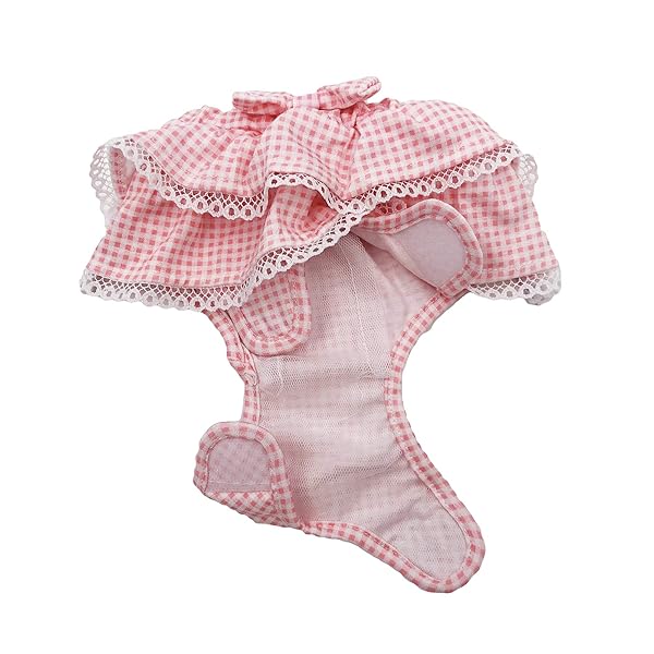 FUNNYDOGCLOTHES Funny Dog Clothes Dog Skirt Diaper for Female Cats Cotton Ruffle Dress in Pink Large Size Waist 10 to 12 Inches - View 4 of 4