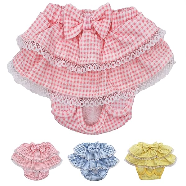 FUNNYDOGCLOTHES Funny Dog Clothes Dog Skirt Diaper for Female Cats Cotton Ruffle Dress in Pink Large Size Waist 10 to 12 Inches