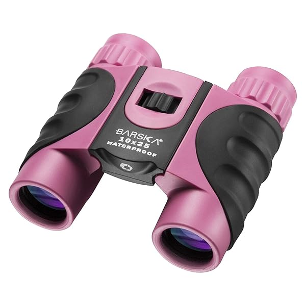 Barska AB12418 10x25 Waterproof Binoculars in Pink - Compact & Lightweight for Outdoor Adventures