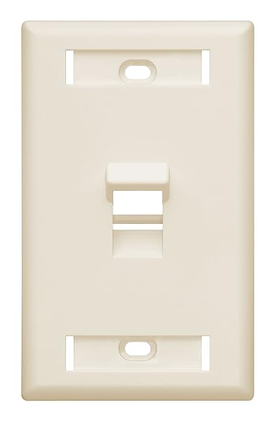 Leviton 42081-1TS Angled QuickPort Wallplate - Light Almond, 1-Port with ID Windows