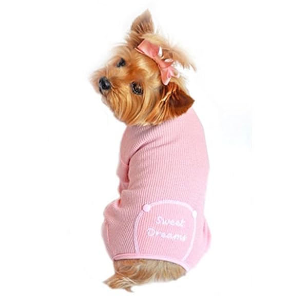 DOGGIE DESIGN Sweet Dreams Dog Embroidered Pink Cotton Pajamas Medium