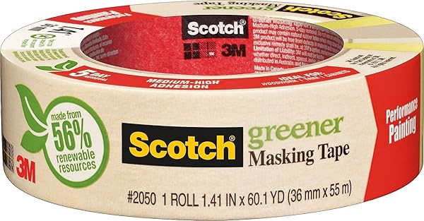 3M Buy 3M Greener Masking Tape 2050-36A - 24 Rolls, 1.41 in x 60.1 yd for Performance Painting