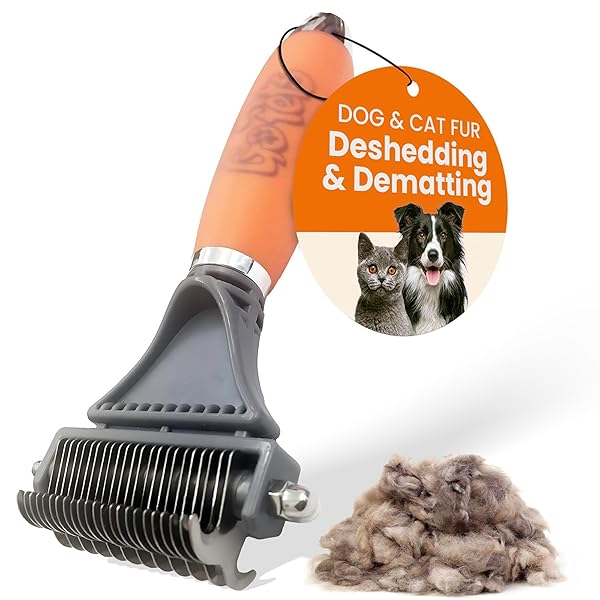 GoPets GoPets 2-Sided Deshedding & Dematting Comb for Dogs & Cats - Ergonomic Grooming Brush for All Breeds