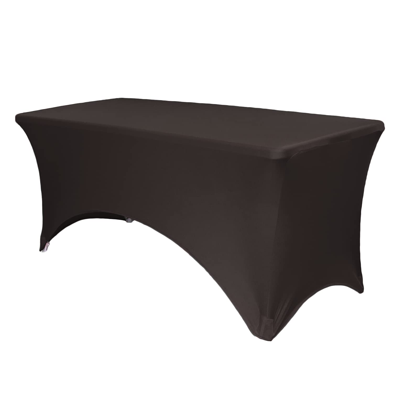 YOUR CHAIR COVERS Rectangular Spandex Table Covers 8ft Fitted Tablecloth for Weddings Events and Patio Black Elastic Fabric Stretch Covers