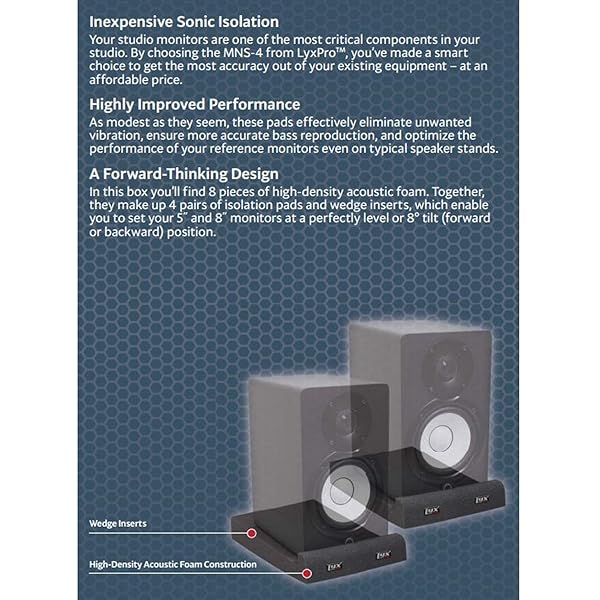 LyxPro LyxPro MNS-4 Studio Monitor Isolation Pads - Enhance Sound Quality & Reduce Vibration - View 4 of 9