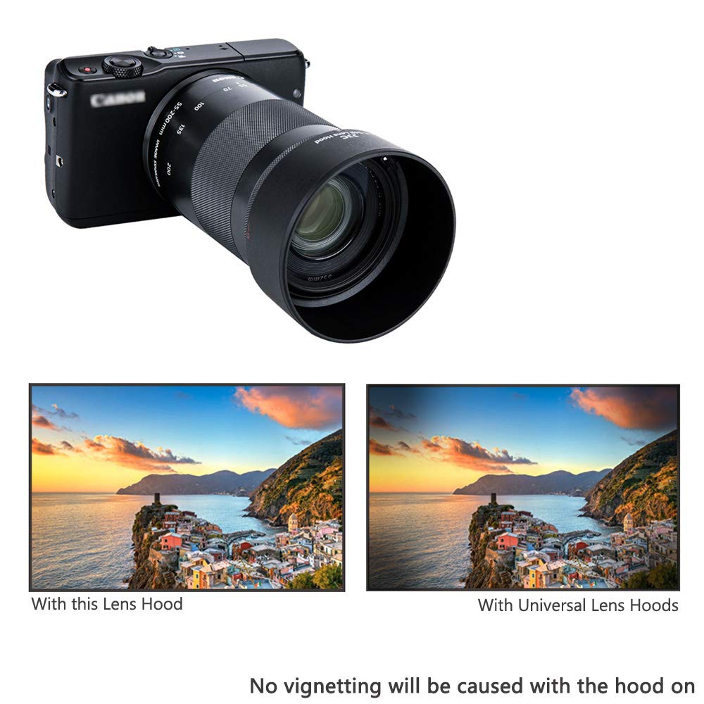 JJC JJC Bayonet Lens Hood for Canon EF-M 55-200mm f4.5-6.3 STM on EOS M50 M100 Mirrorless Camera Replaces Canon ET-54B Lens Hood - View 7 of 9