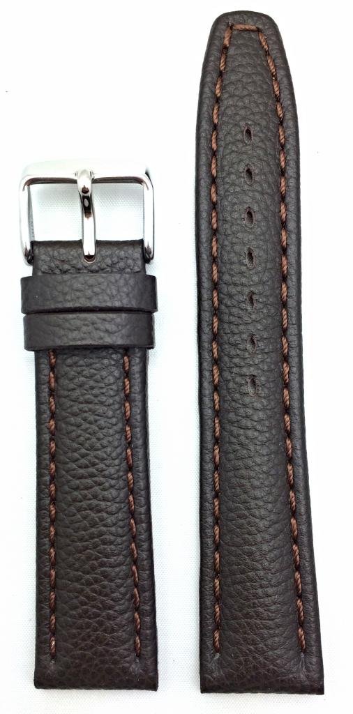 20mm Brown Genuine Leather Watch Band Matte Shrunken Grain Medium Padded Replacement Strap for Men Standard Length