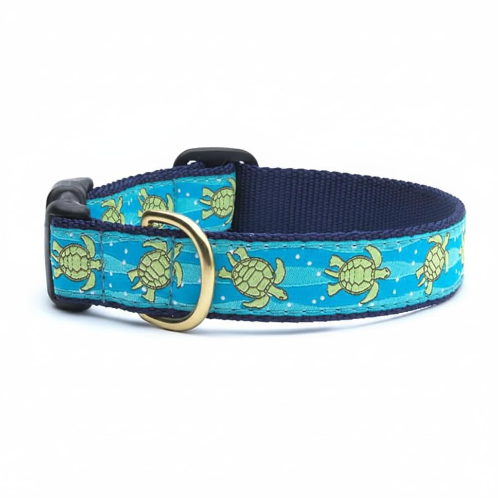 Up Country Up Country Sea Turtle Pattern Dog Collar and Leash Set for Medium Dogs 12 to 18 Inches 1 Inch Wide