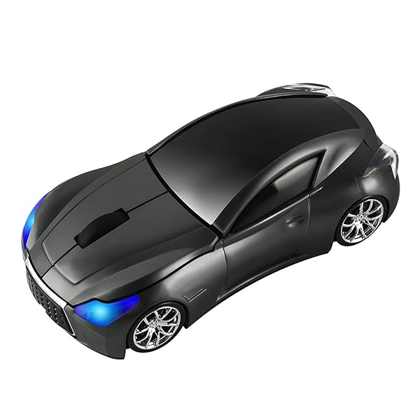 CHUYI CHUYI 3D Car Shaped Wireless Optical Mouse - Ergonomic 1600DPI Mice for Office & Travel Gifts (Grey)