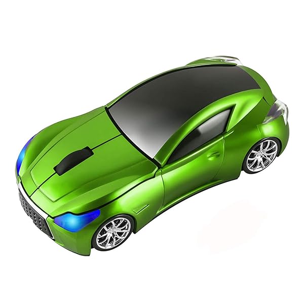 CHUYI CHUYI Cool Car Shaped Wireless Mouse - 1600DPI Portable Cordless Mice for Travel, Office & Home (Green)