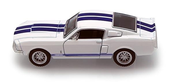 KiNSMART KiNSMART 1967 Ford Shelby Mustang GT500 White 1:38 Scale Die Cast Model Toy Race Car with Pullback Action