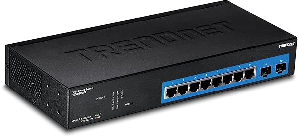 TRENDnet 10-Port Gigabit Web Smart Switch: 20 Gbps, VLAN, QoS, Rack Mountable, Lifetime Protection - TEG-082WS Black