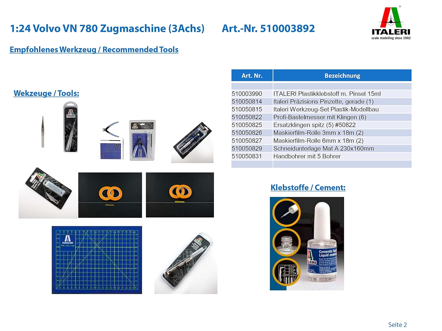 Italeri Italeri 3892S Volvo VN 780 Model Kit 1:24 Scale with Super Decals Sheet - View 3 of 3